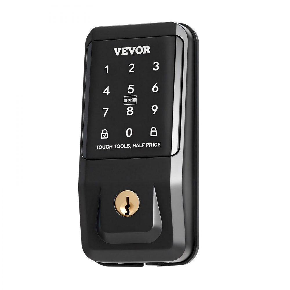 VEVOR Keyless Entry Door Lock, Touchpad Electronic Deadbolt with IC Card, Customizable User Codes, Keyed Entry, Auto Lock, Anti-Peeking Password, Backlit, Easy Installation, for Home, Matte Black