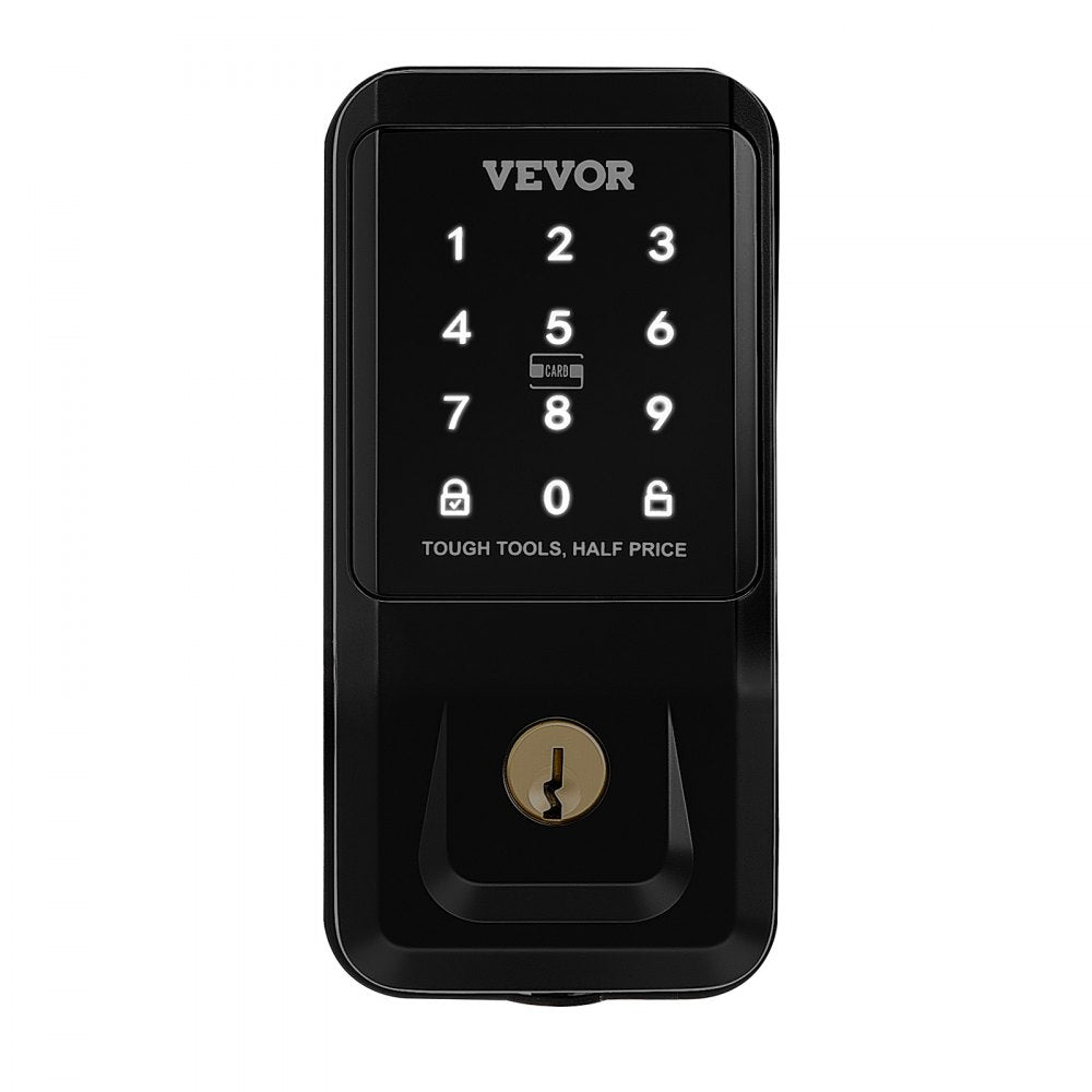 VEVOR Keyless Entry Door Lock, Touchpad Electronic Deadbolt with IC Card, Customizable User Codes, Keyed Entry, Auto Lock, Anti-Peeking Password, Backlit, Easy Installation, for Home, Matte Black