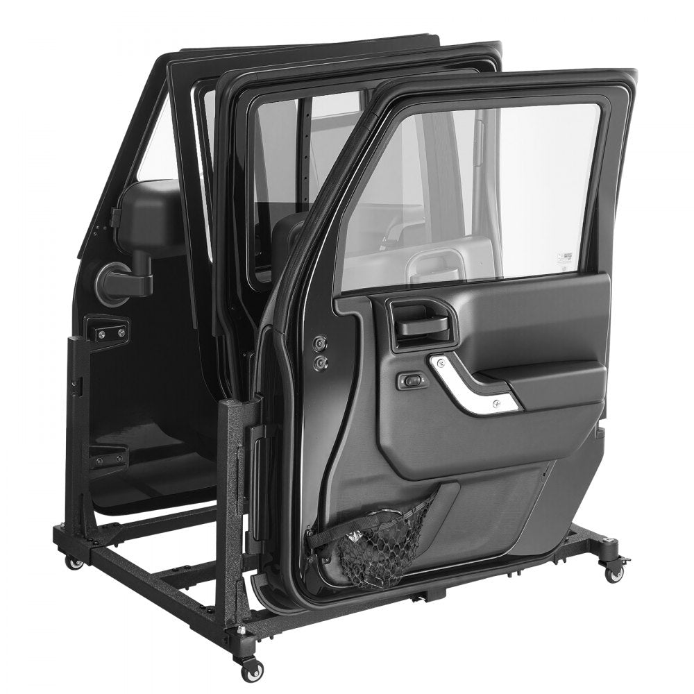 VEVOR Jeep Door Storage Cart, 4 Doors Moveable Storage Cart Rack with Thickened Rubber Cushion, Sturdy Car Door Holder Cart Fit for Jeep Wrangler JK JKU JL Gladiator