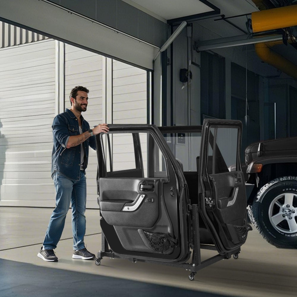 VEVOR Jeep Door Storage Cart, 4 Doors Moveable Storage Cart Rack with Thickened Rubber Cushion, Sturdy Car Door Holder Cart Fit for Jeep Wrangler JK JL/Gladiator JT 2007- 2023 JK JL / Gladiator JT