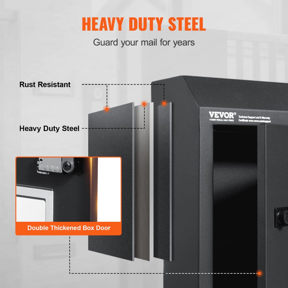 VEVOR Sturdy Metal Key Locker, Combo Lock, Mountable on Wall, 12'', Charcoal Gray, Ensures Safe Keeping of Mail and Keys