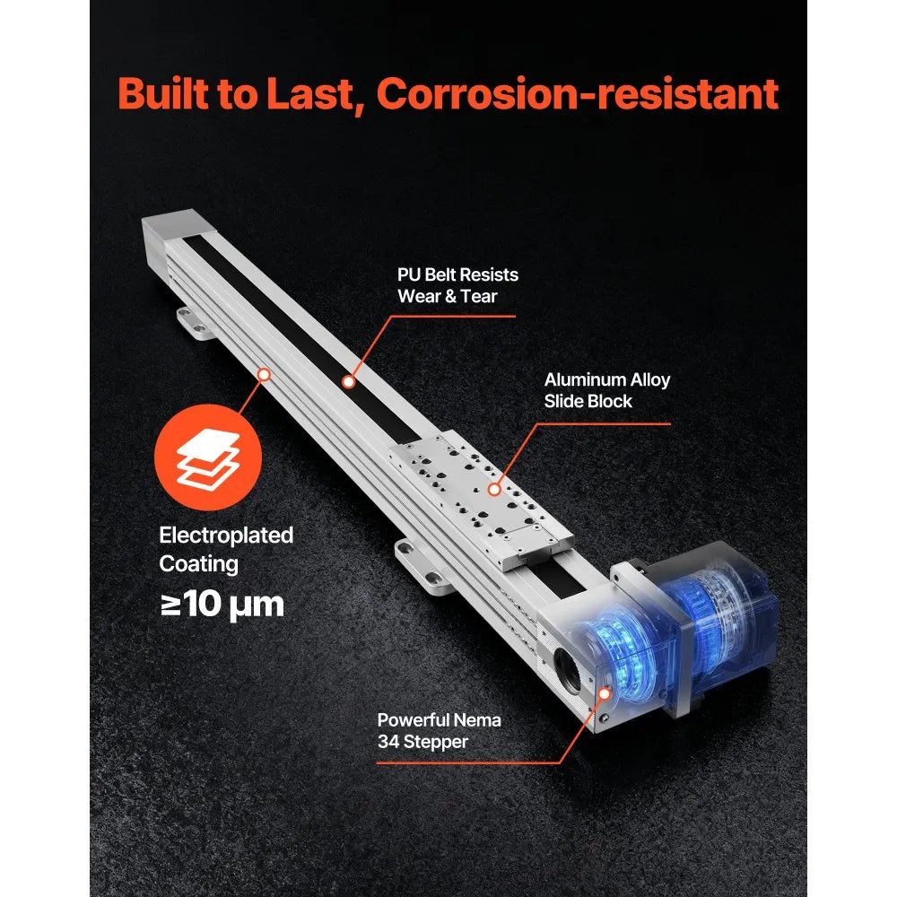 VEVOR Linear Guide Rail, Belt Drive, CNC Linear Motion Stage Actuator, with Nema34 Stepper Motor, 600 mm Stroke Work Size, High Speed Motorized, for Engraving Machine, CNC Milling Machine, 3D Printer