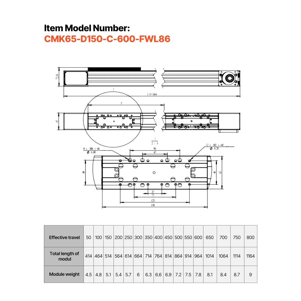 VEVOR Linear Guide Rail, Belt Drive, CNC Linear Motion Stage Actuator, with Nema34 Stepper Motor, 600 mm Stroke Work Size, High Speed Motorized, for Engraving Machine, CNC Milling Machine, 3D Printer