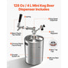 VEVOR 128oz Mini Keg, Pressurized Growler Tap System, 304 Stainless Steel Beer Kit, with Co2 Regulator, Self-Closing Faucet, Keeps Fresh and Carbonation for Homebrew, Craft and Draft Beer