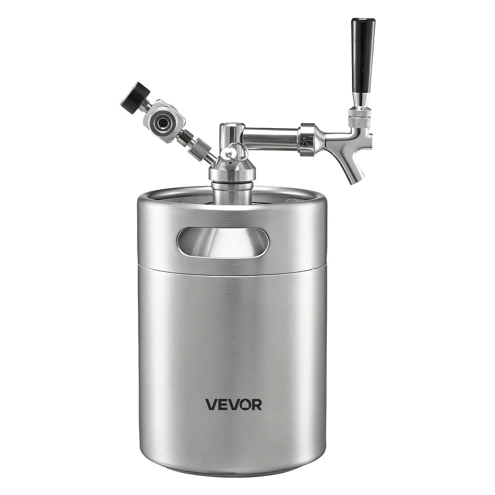 VEVOR 128oz Mini Keg, Pressurized Growler Tap System, 304 Stainless Steel Beer Kit, with Co2 Regulator, Self-Closing Faucet, Keeps Fresh and Carbonation for Homebrew, Craft and Draft Beer