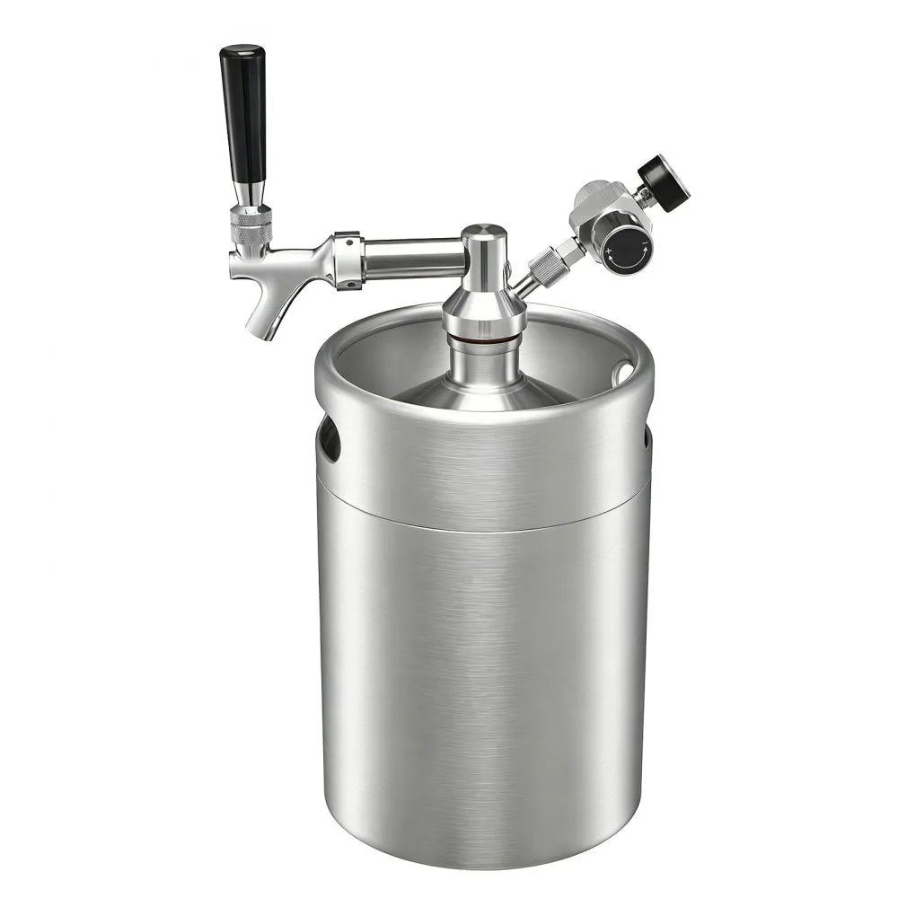 VEVOR 170oz Mini Keg, Pressurized Growler Tap System, 304 Stainless Steel Beer Kit, with Co2 Regulator, Self-Closing Faucet, Keeps Fresh and Carbonation for Homebrew, Craft and Draft Beer