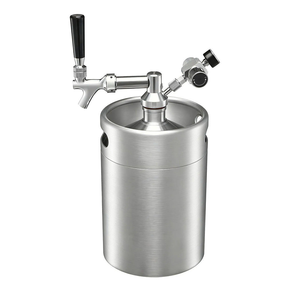 VEVOR 170oz Mini Keg, Pressurized Growler Tap System, 304 Stainless Steel Beer Kit, with Co2 Regulator, Self-Closing Faucet, Keeps Fresh and Carbonation for Homebrew, Craft and Draft Beer
