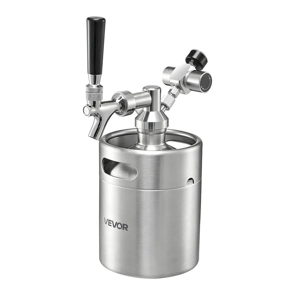 VEVOR 64oz Mini Keg, Pressurized Growler Tap System, 304 Stainless Steel Beer Kit, with Co2 Regulator, Self-Closing Faucet, Keeps Fresh and Carbonation for Homebrew, Craft and Draft Beer
