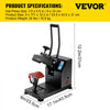 VEVOR Heat Press 6x3.75Inch Curved Element Hat Press Clamshell Design Heat Press for Hats Rigid Steel Frame No Stick Digital LCD Timer and Temperature Control (6x3.75Inch Clamshell Design)