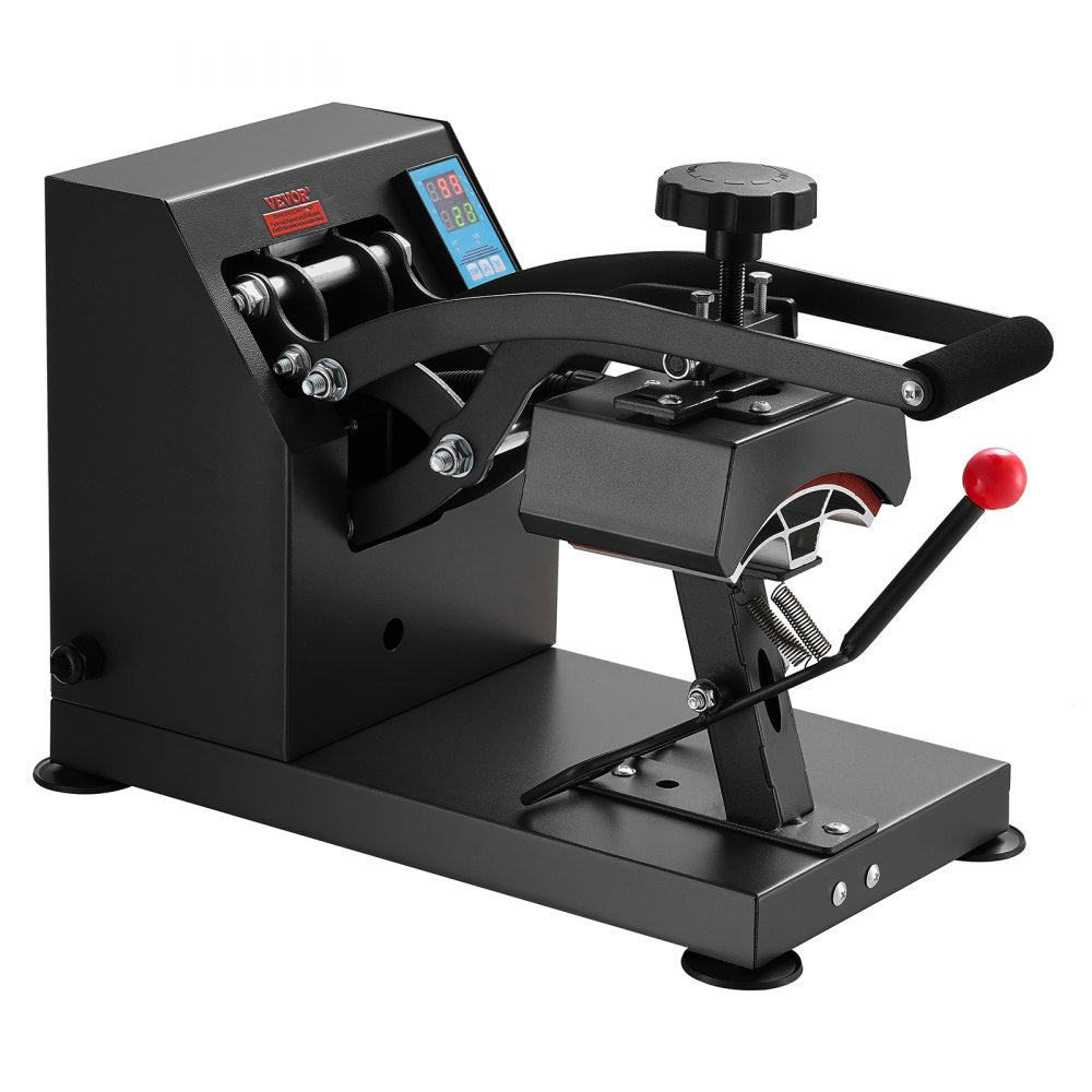VEVOR Heat Press 6x3.75Inch Curved Element Hat Press Clamshell Design Heat Press for Hats Rigid Steel Frame No Stick Digital LCD Timer and Temperature Control (6x3.75Inch Clamshell Design)