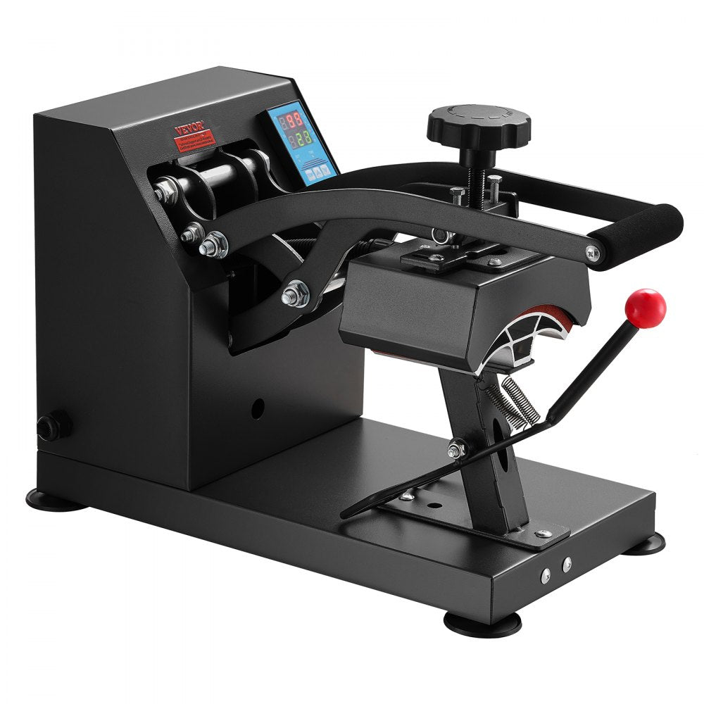 VEVOR Heat Press 6x3.75Inch Curved Element Hat Press Clamshell Design Heat Press for Hats Rigid Steel Frame No Stick Digital LCD Timer and Temperature Control (6x3.75Inch Clamshell Design)