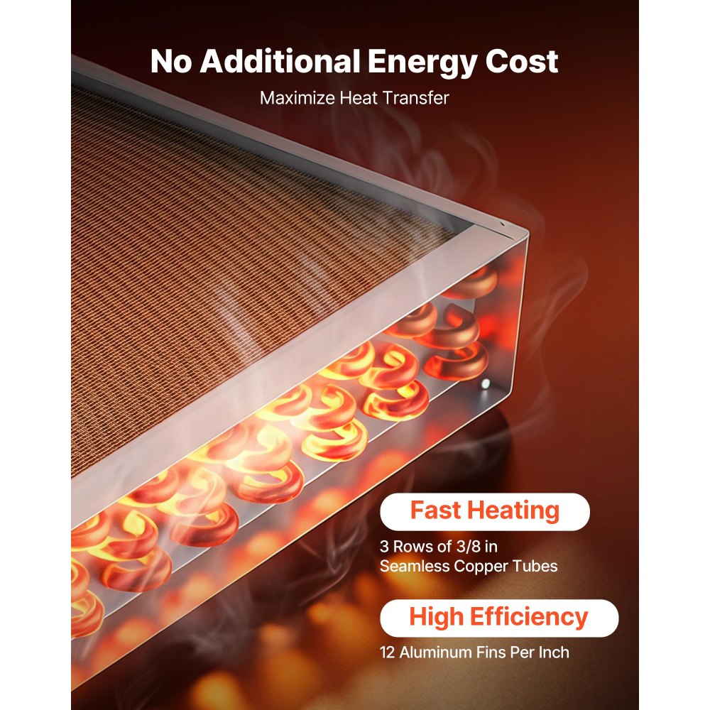 VEVOR Water to Air Heat Exchanger, 24 x 24 in Finned Tube HVAC Heat Exchanger Coil with Copper Tubes & Aluminum Fins, 225K BTU Output for Outdoor Wood Furnace, Hydronic Heating & Cooling Systems