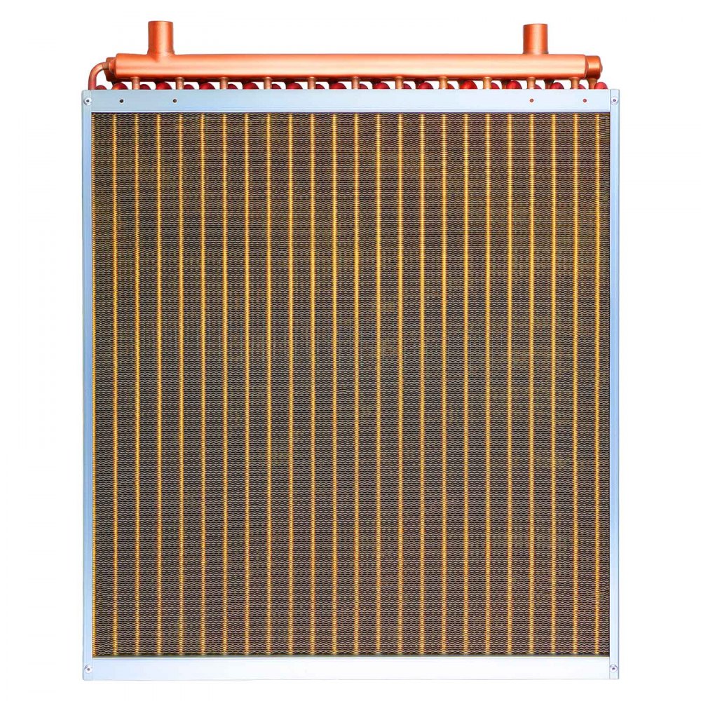 VEVOR Water to Air Heat Exchanger, 24 x 24 in Finned Tube HVAC Heat Exchanger Coil with Copper Tubes & Aluminum Fins, 225K BTU Output for Outdoor Wood Furnace, Hydronic Heating & Cooling Systems