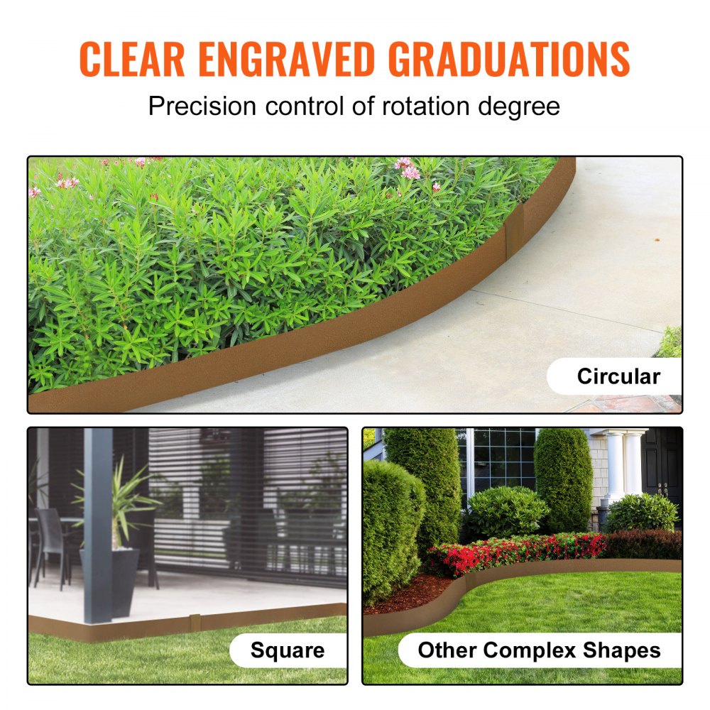 VEVOR Steel Landscape Edging, 10-pack Steel Garden Edging Borders, 39.6" L x 2" H Strips, Hammer-in Edging Border, Bendable Metal Landscape Edging for Yard, Garden, 2.5" Spike Height, Rustic Brown