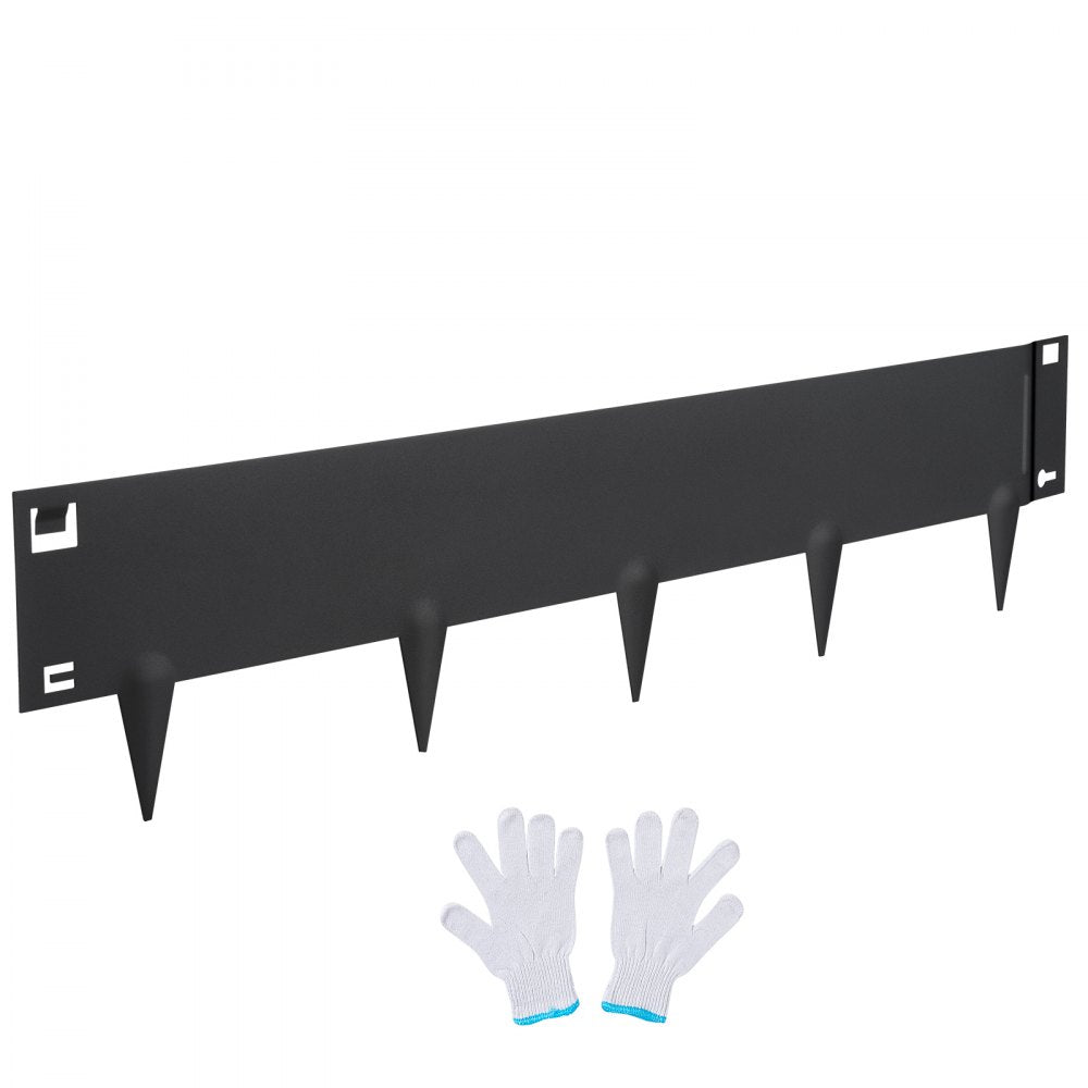 VEVOR Steel Landscape Edging, 5-pack Steel Garden Edging Borders, 39" L x 4" H Strips, Hammer-in Edging Border, Bendable Metal Landscape Edging for Yard, Garden, Lawn, 3.15" Spike Height, Black
