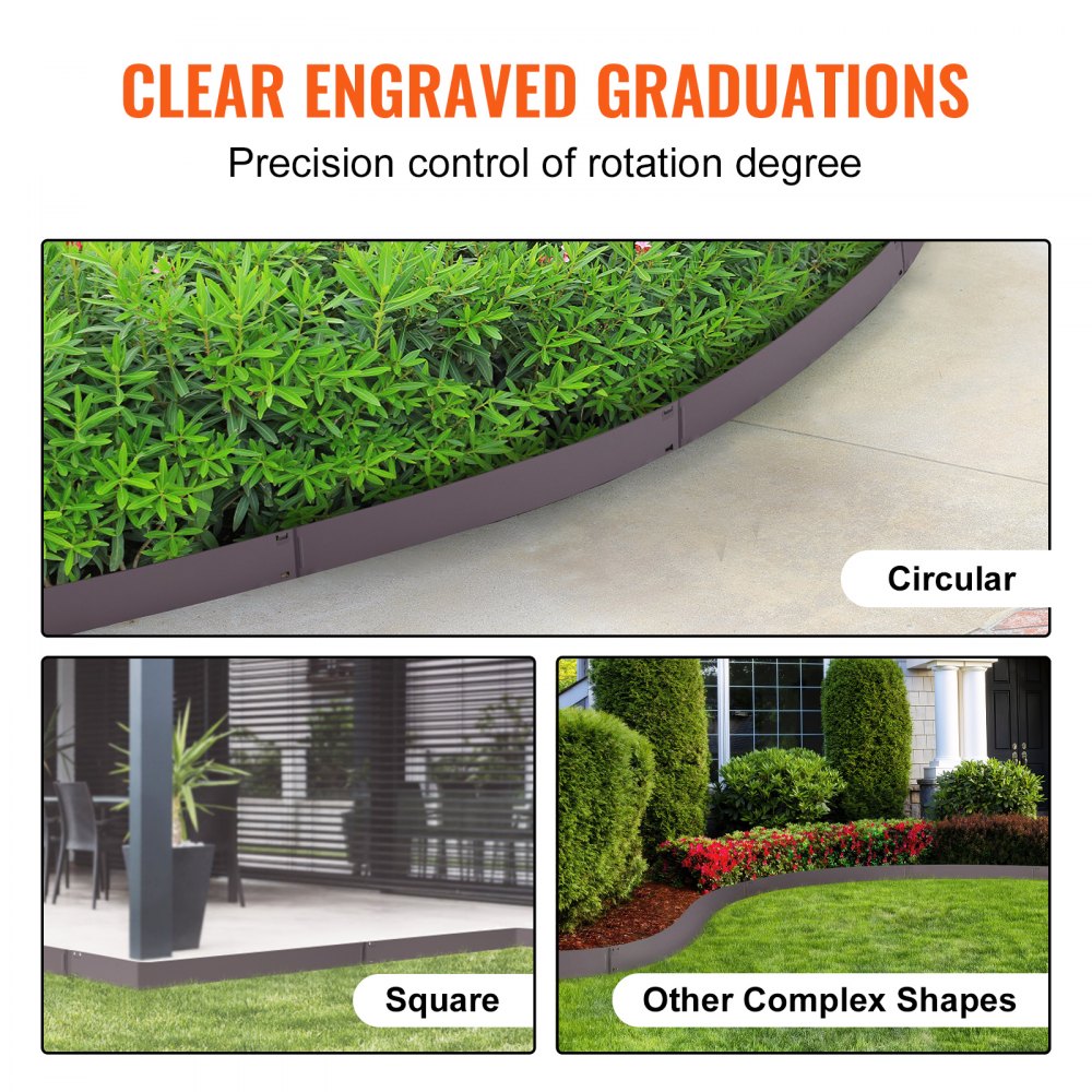 VEVOR Steel Landscape Edging, 5-pack Steel Garden Edging Borders, 39" L x 5" H Strips, Hammer-in Edging Border, Bendable Metal Landscape Edging for Yard, Garden, Lawn, 3.15" Spike Height, Brown