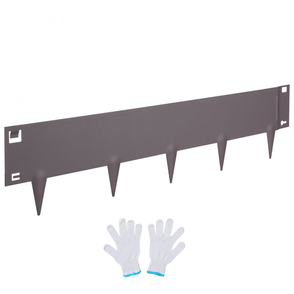 VEVOR Steel Landscape Edging, 5-pack Steel Garden Edging Borders, 39" L x 5" H Strips, Hammer-in Edging Border, Bendable Metal Landscape Edging for Yard, Garden, Lawn, 3.15" Spike Height, Brown