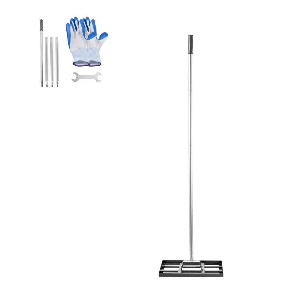 VEVOR Lawn Leveling Rake, Lawn Leveler with 78 in Handle, 17x10 in Ground Plate, Rust-Resistant Carbon Steel Soil Leveler, 5 Heights Adjustable, Effort Saving Lawn Leveling Tool for Yard Golf Court