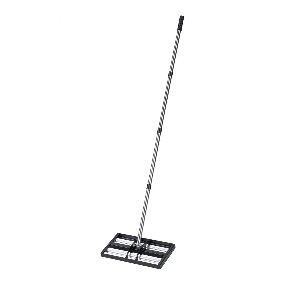 VEVOR Updated Lawn Leveling Rake with Roller, 17" x 10" Stainless Steel Lawn Leveler with 63.4" Adjustable Handle, Heavy Duty Yard Leveling Rake, Effort Saving Lawn Leveling Tool for Yard Golf Court
