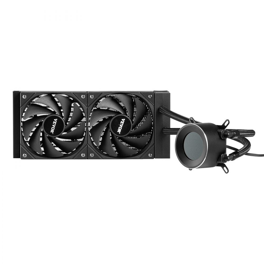 VEVOR CPU Liquid Cooler, AIO CPU Water Cooler - 120mm PWN Fans, Pump, 1.8'' Display, Max. 2200RPM CPU Cooling Fan, Efficient Black PC Water Cooler for Intel 115X/1366/2011/1700/1200, AMD AM4/AM5