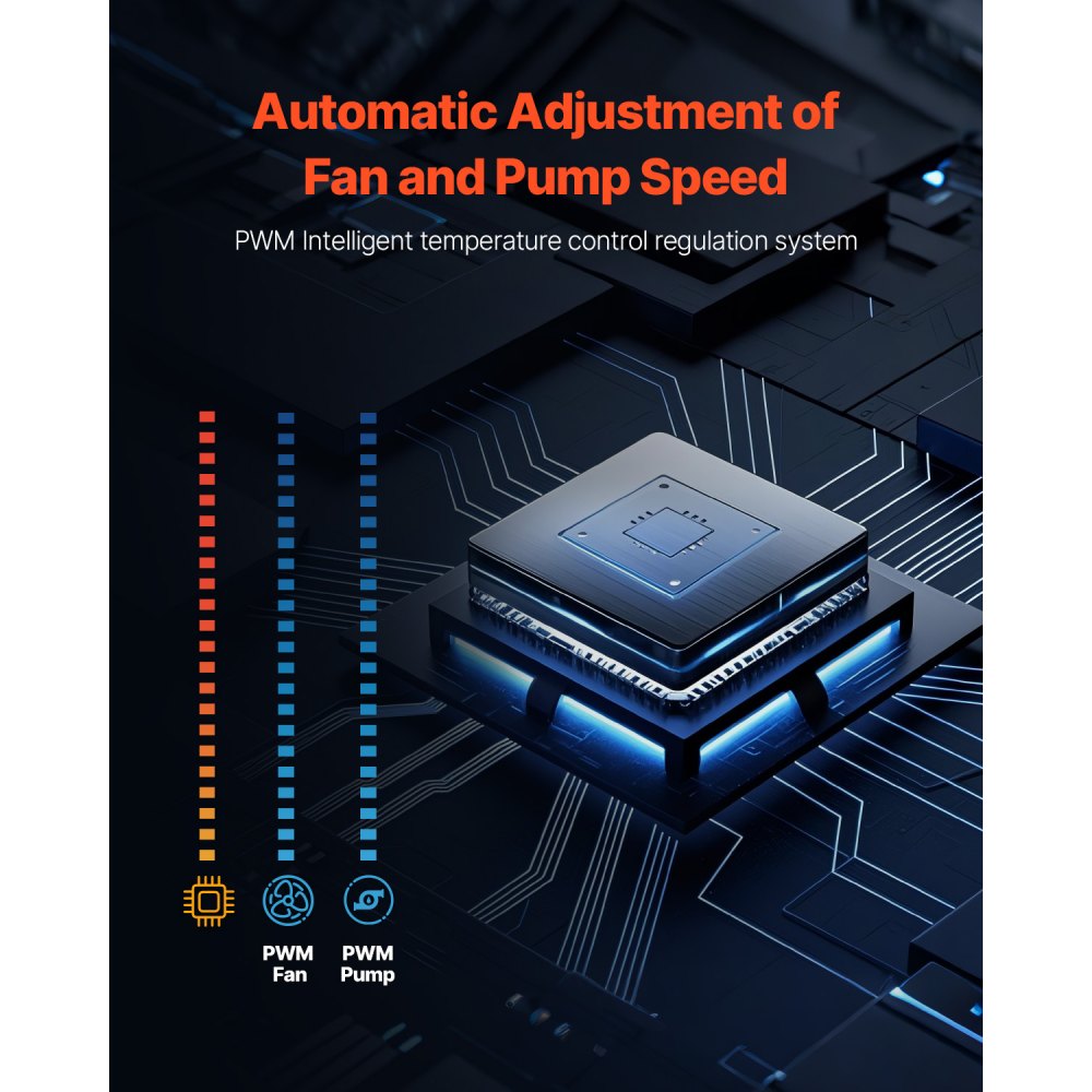 VEVOR CPU Liquid Cooler, AIO CPU Water Cooler - 3 x 120mm PWN Fans & Pump, Customizable Black PC Liquid Cooler with 2.1'' LCD Display & ARGB light, for Intel 115X/1366/2011/1700/1200, AMD AM4/AM5