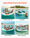 VEVOR Inflatable Floating Dock, 10x8 FT Round Inflatable Dock Platform, Non-Slip Water Air Mat with Portable Carrying Bag & Detachable Ladder, Floating Water Platform Island Raft for Pool Beach Ocean