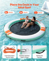 VEVOR Inflatable Floating Dock, 12 FT Round Inflatable Dock Platform, Non-Slip Water Air Mat with Portable Carrying Bag and Detachable Ladder, Floating Water Platform Island Raft for Pool Beach Ocean