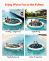 VEVOR Inflatable Floating Dock, 12 FT Round Inflatable Dock Platform, Non-Slip Water Air Mat with Portable Carrying Bag and Detachable Ladder, Floating Water Platform Island Raft for Pool Beach Ocean