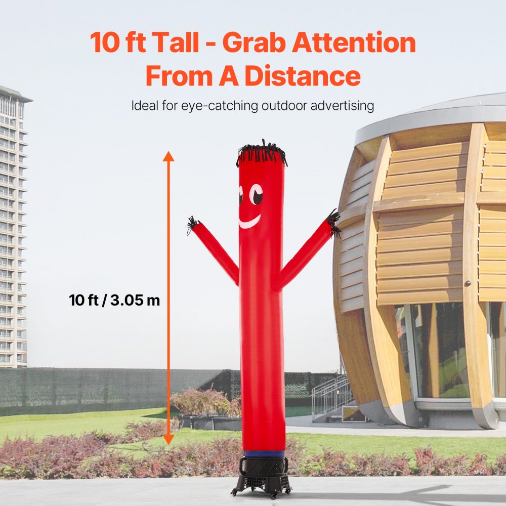 VEVOR Inflatable Tube Man Set, 10 ft Tall, Wacky Waving Inflatable Dancing Tube Guy with 9/10 HP Blower, PP Shell IPX3 Waterproof Blower Fan, for Outdoor Advertising Business Store Party