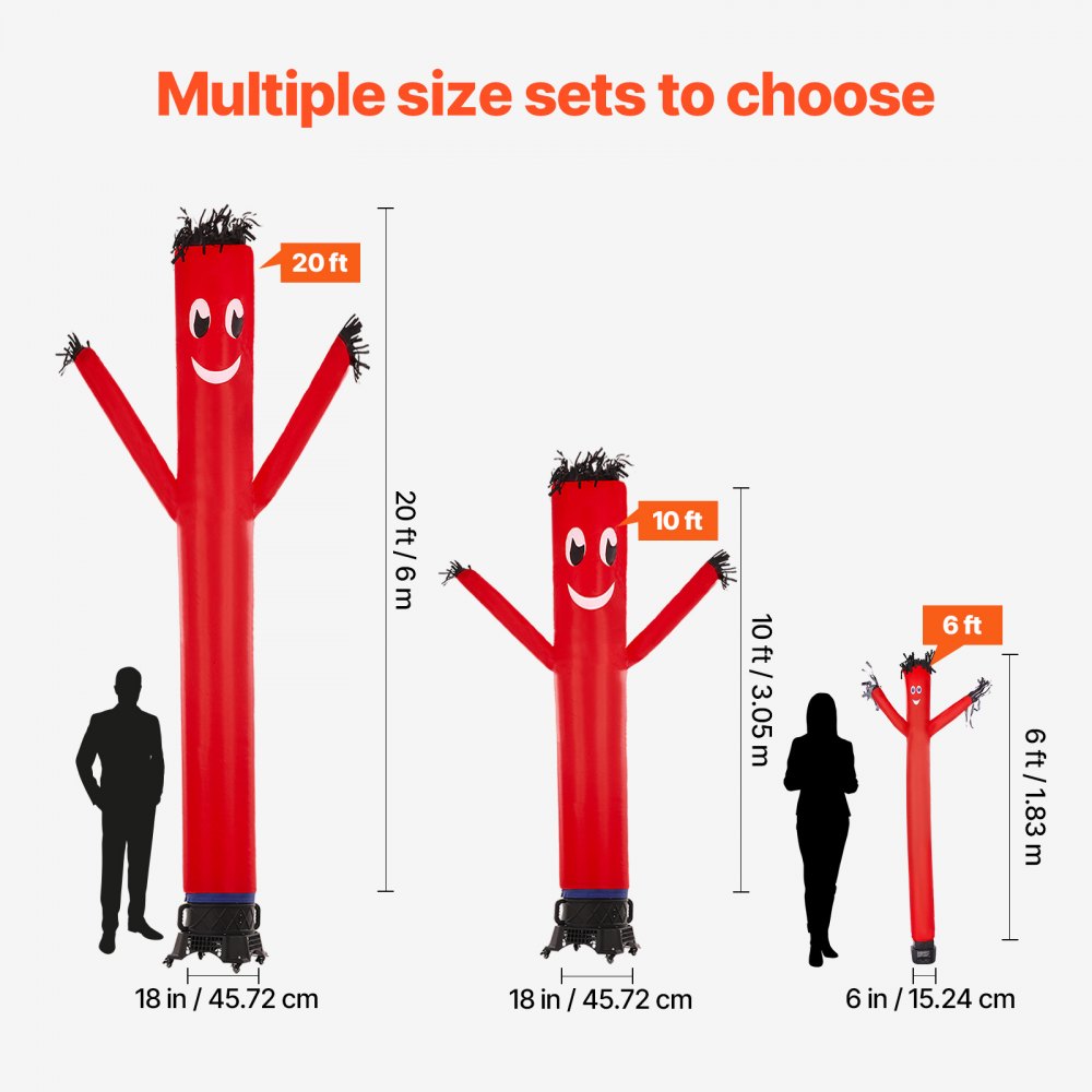 VEVOR Inflatable Tube Man Set, 10 ft Tall, Wacky Waving Inflatable Dancing Tube Guy with 9/10 HP Blower, PP Shell IPX3 Waterproof Blower Fan, for Outdoor Advertising Business Store Party