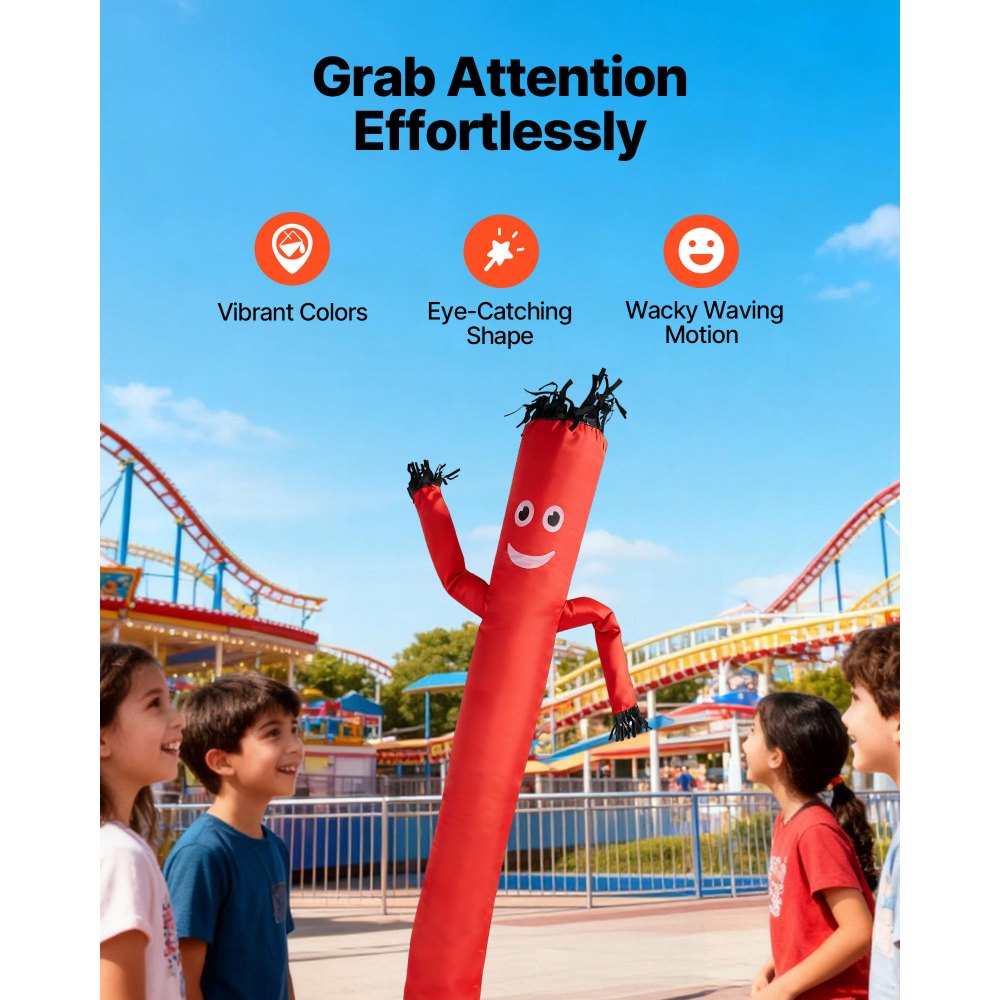 VEVOR Inflatable Tube Man with Blower, 10 ft Tall, Wacky Waving Wind Flying Inflatable Dancing Tube Guy with 3/4 HP IPX3 Waterproof Blower Fan, for Outdoor Advertising Business Store Decoration, Red
