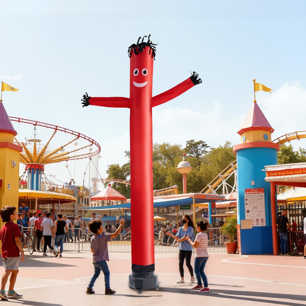 VEVOR Inflatable Tube Man with Blower, 10 ft Tall, Wacky Waving Wind Flying Inflatable Dancing Tube Guy with 3/4 HP IPX3 Waterproof Blower Fan, for Outdoor Advertising Business Store Decoration, Red