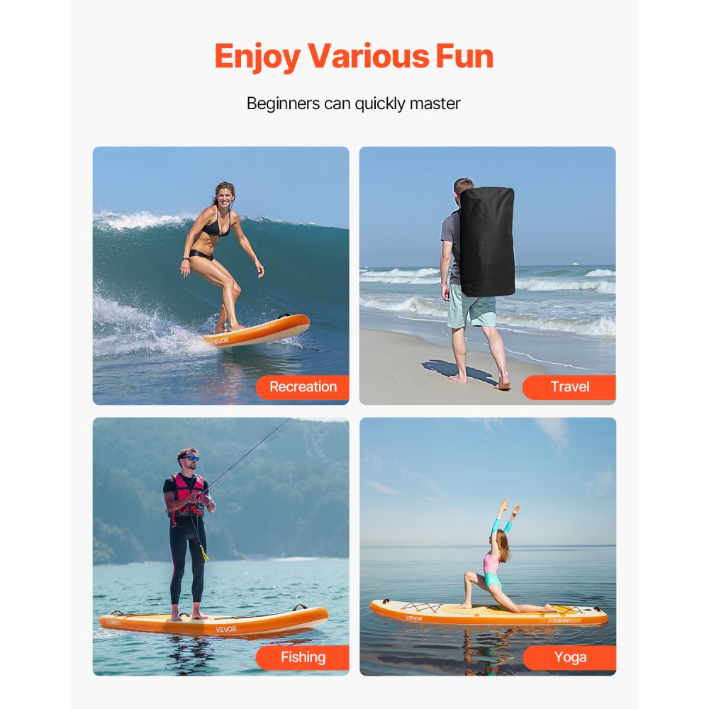 VEVOR Inflatable Stand Up Paddle Board, 11.6' x 35" x 6" Wide Ultra-Light SUP Paddleboard, All Accessories Included, Pump, Paddle, Fin, Backpack, Ankle Leash, Strap, Non-slip Deck for Youth & Adults