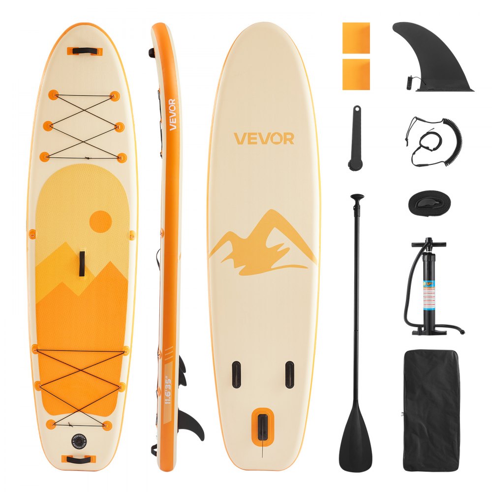 VEVOR Inflatable Stand Up Paddle Board, 11.6' x 35" x 6" Wide Ultra-Light SUP Paddleboard, All Accessories Included, Pump, Paddle, Fin, Backpack, Ankle Leash, Strap, Non-slip Deck for Youth & Adults