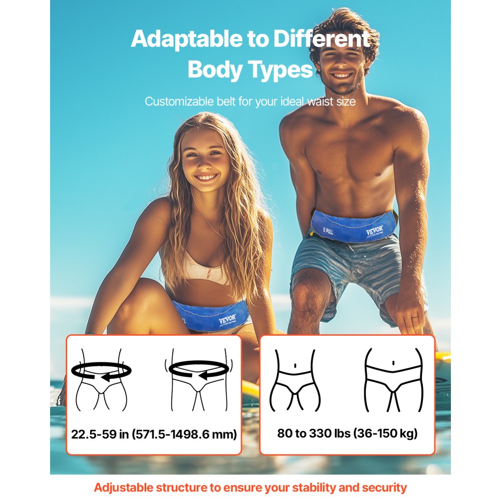 VEVOR Manual Inflatable Belt Pack for Adults, 105N Buoyancy, Over 80 Pounds and Up to 59 in Waist Adjustable, Inflatable PFD Waist for SUP Paddelboarding, Kayaking, Blue (CO2 Cylinder Not Included)