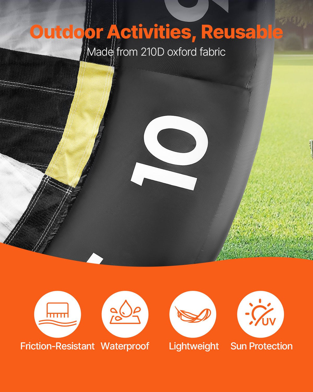 210D Oxford cloth material features: friction-resistant, waterproof, lightweight, sun protection