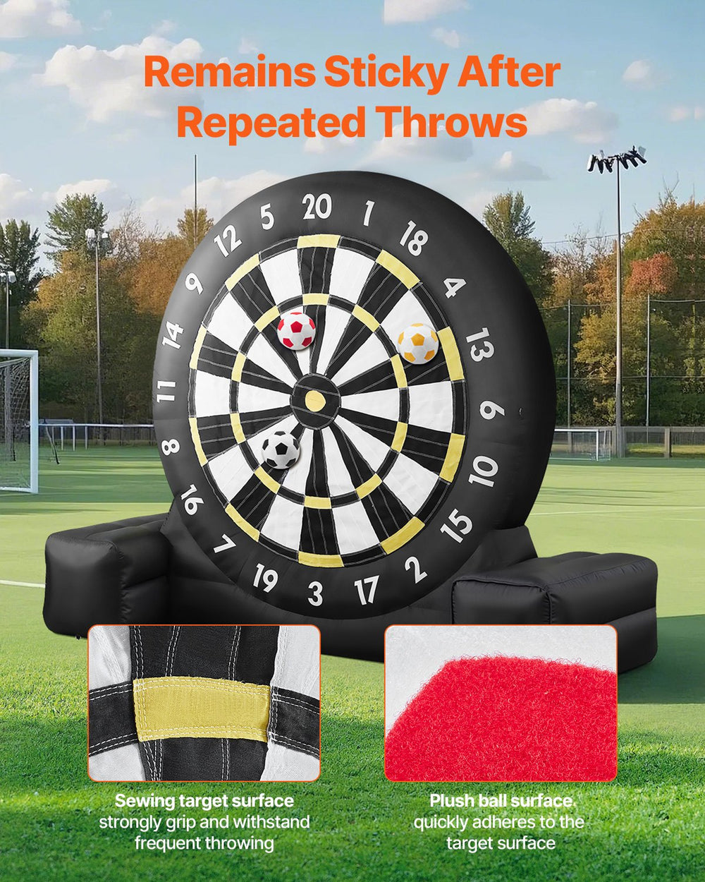 Hook-and-loop target and plush ball surface for repeated throws (feature graphic)