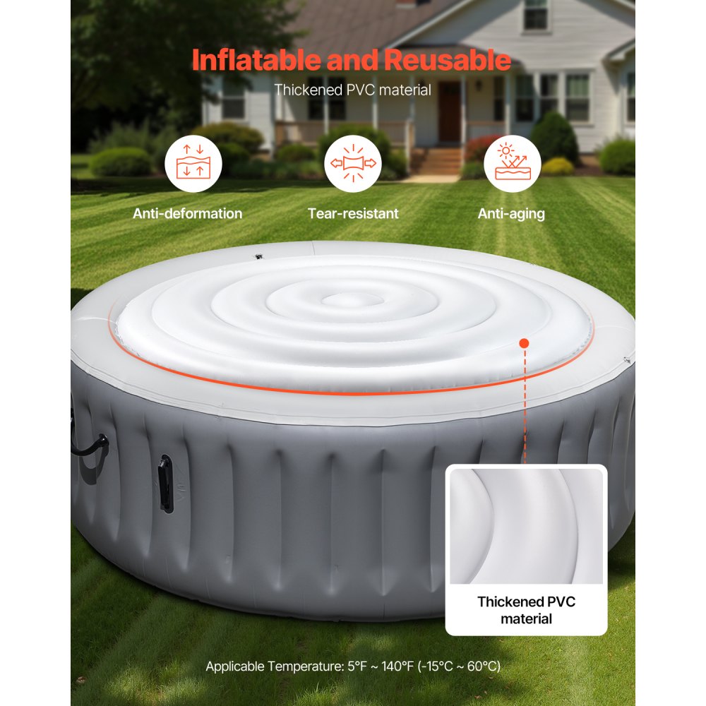 VEVOR Inflatable Hot Tub Cover, 5.4 Ft Round Hot Tub Cover Protector, Insulated Spa Covers for Inflatable Hottub, Weatherproof and Waterproof Energy Saving Lid for Outdoor Use, White