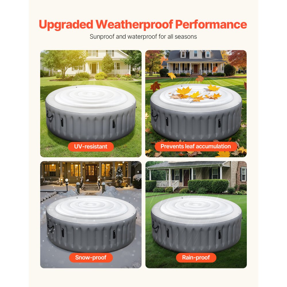 VEVOR Inflatable Hot Tub Cover, 5.4 Ft Round Hot Tub Cover Protector, Insulated Spa Covers for Inflatable Hottub, Weatherproof and Waterproof Energy Saving Lid for Outdoor Use, White