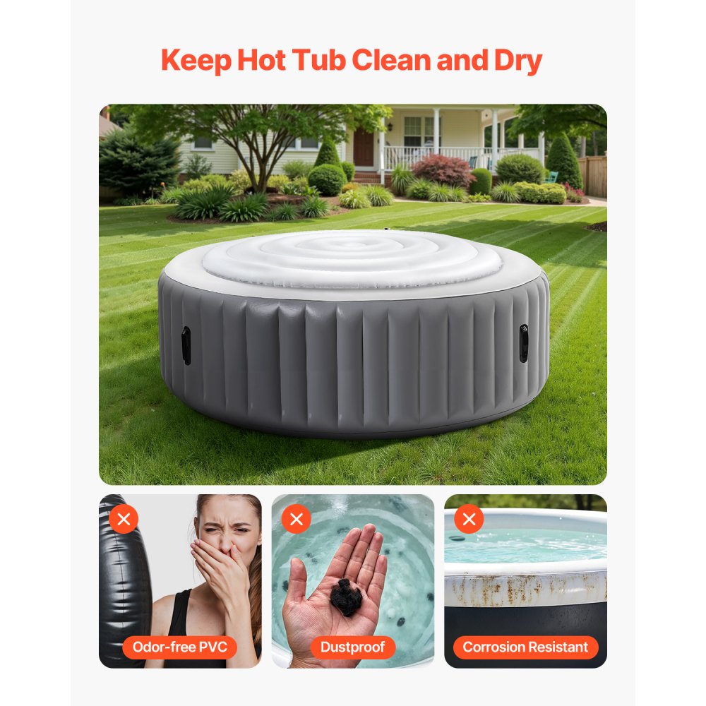 VEVOR Inflatable Hot Tub Cover, 5.4 Ft Round Hot Tub Cover Protector, Insulated Spa Covers for Inflatable Hottub, Weatherproof and Waterproof Energy Saving Lid for Outdoor Use, White