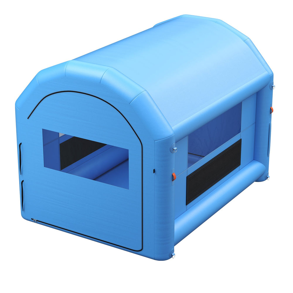 VEVOR Inflatable Paint Booth, 13 x 10 x 9 ft, Portable Spray Booth with 750W Powerful Blower and Large Filter Cotton, Arched Roof Blow Up Painting Tent for Bike, Motorcycle, and Furniture, Blue