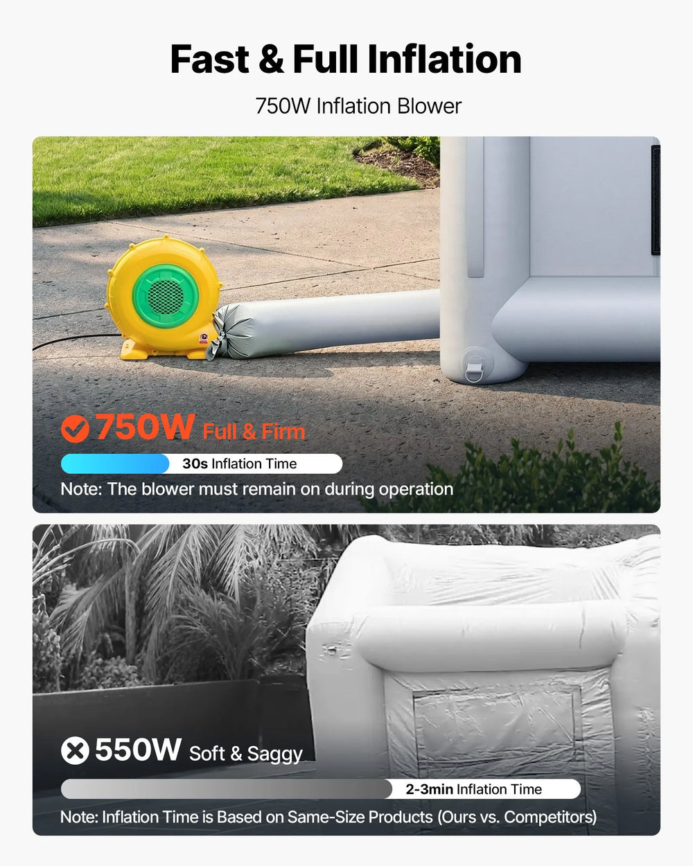 VEVOR Inflatable Paint Booth, 13 x 10 x 9 ft, Portable Spray Booth with 750W Powerful Blower and Large Filter Cotton, Arched Roof Blow Up Painting Tent for Bike, Motorcycle, and Furniture, Gray