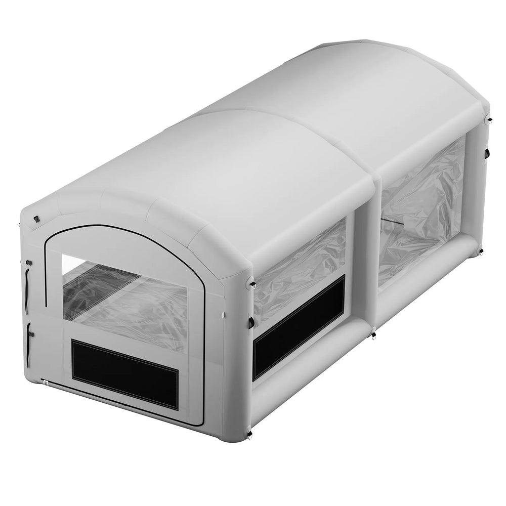 VEVOR Inflatable Paint Booth, 20 x 10 x 8 ft, Portable Spray Booth with 480W+750W Blowers and Large Filter Cotton, Arched Roof Blow Up Painting Tent for ATV, Motorcycle, and Medium Furniture, Gray