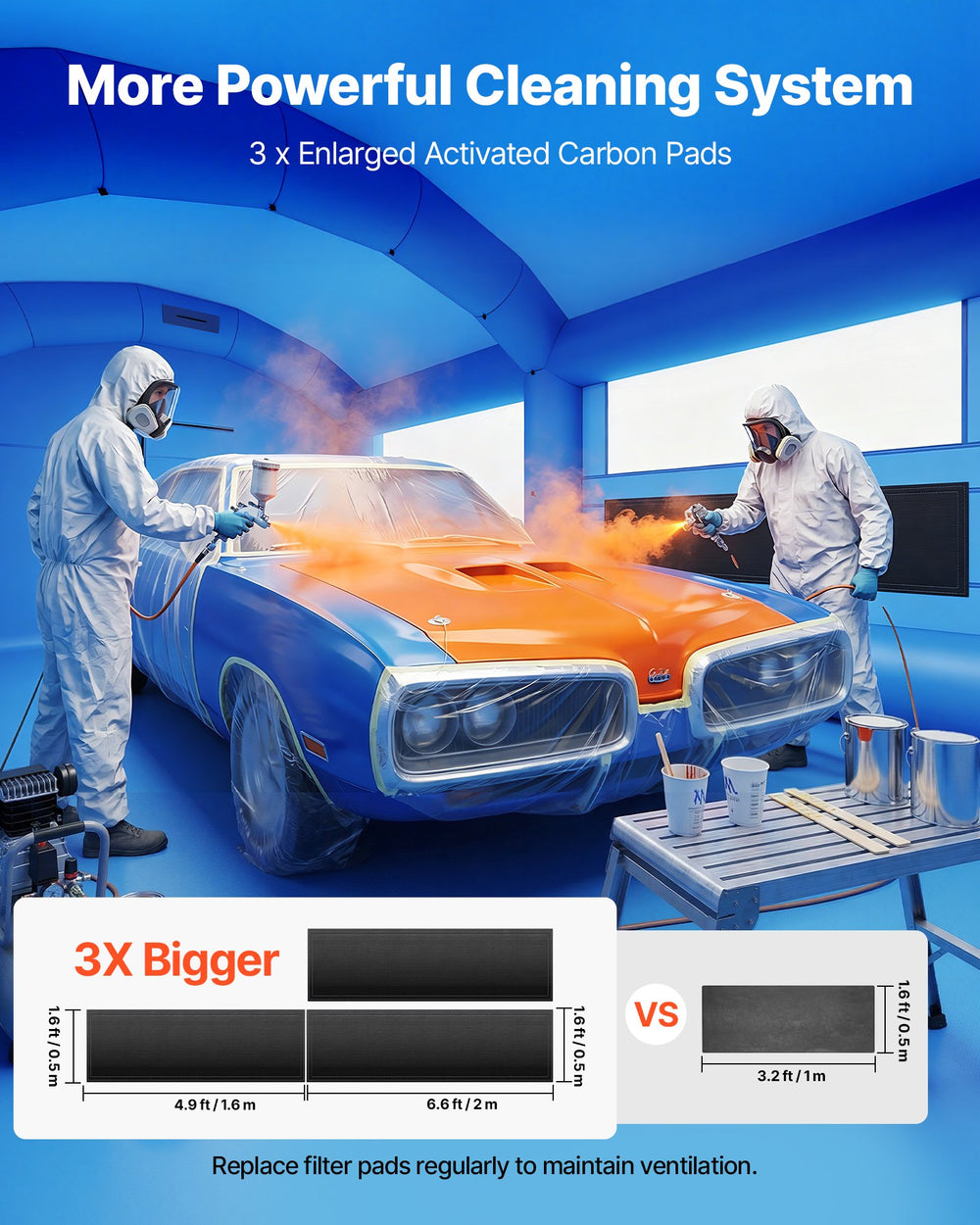 VEVOR Inflatable Paint Booth, 21 x 13 x 10 ft, Portable Spray Booth with 1100W Powerful Blower and Large Filter Cotton, Arched Roof Blow Up Painting Tent for Mid-Size Pickup Truck, Large Furniture