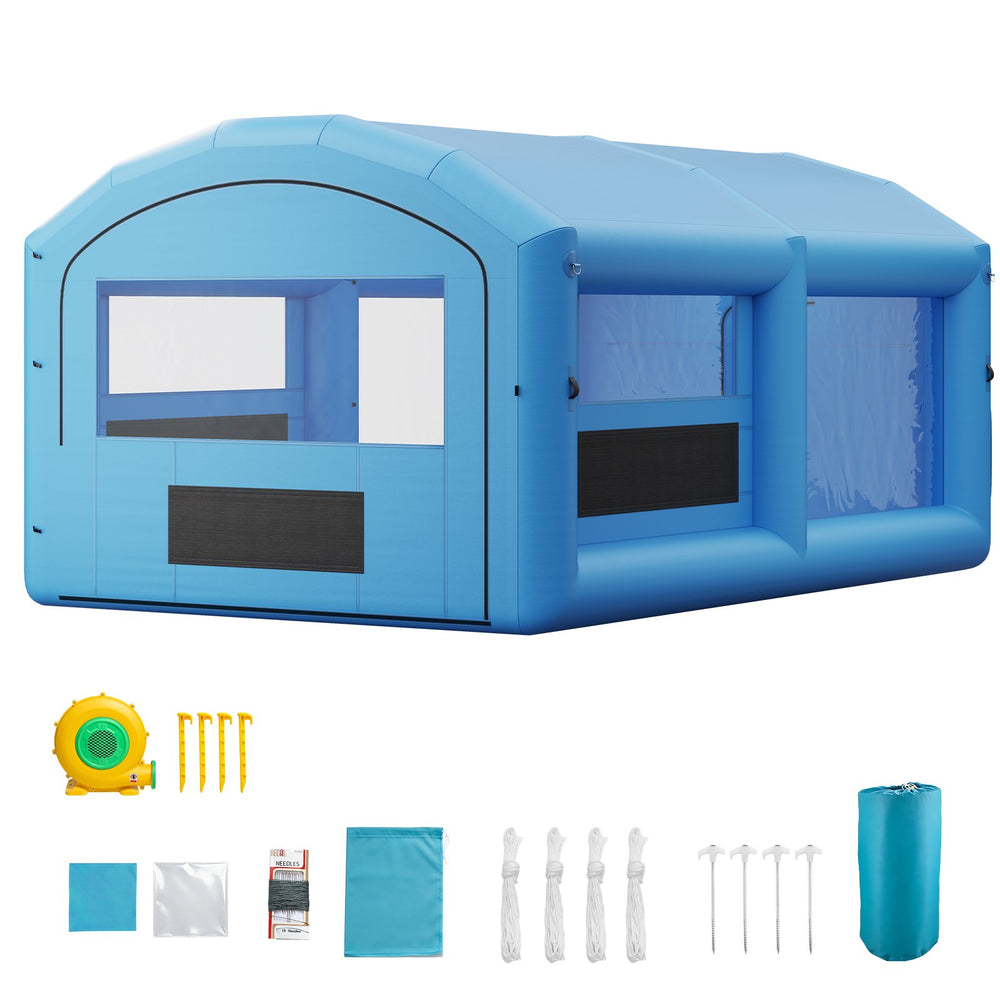 VEVOR Inflatable Paint Booth, 21 x 13 x 10 ft, Portable Spray Booth with 1100W Powerful Blower and Large Filter Cotton, Arched Roof Blow Up Painting Tent for Mid-Size Pickup Truck, Large Furniture