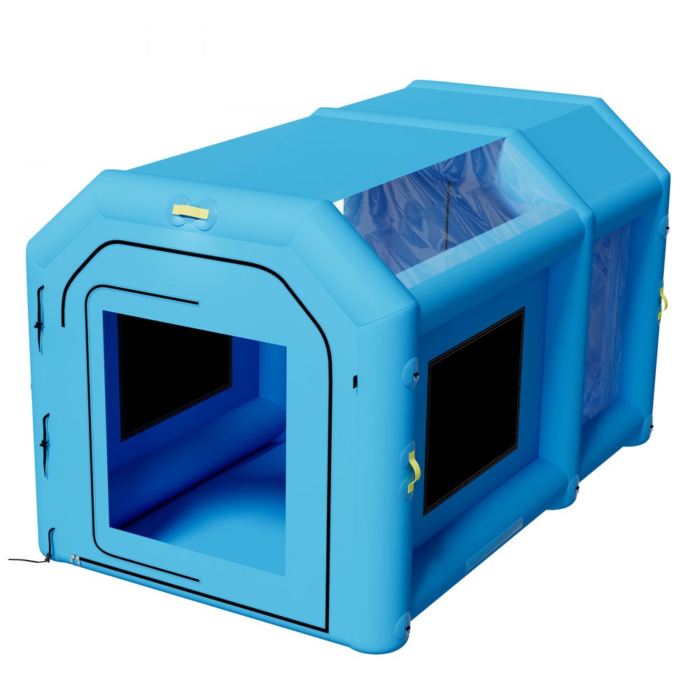 VEVOR Inflatable Paint Booth, 13.1 x 8.2 x 8.2 ft, Portable Spray Booth with 750W Powerful Blower and Large Filter Cotton, Blow Up Painting Tent for Bike, Motorcycle, and Small Furniture, Blue