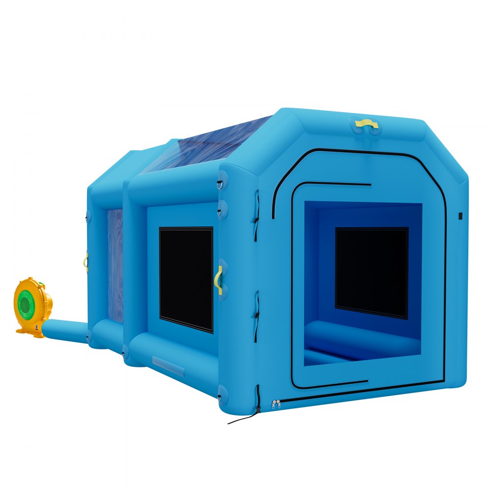 VEVOR Inflatable Paint Booth, 13.1 x 8.2 x 8.2 ft, Portable Spray Booth with 750W Powerful Blower and Large Filter Cotton, Blow Up Painting Tent for Bike, Motorcycle, and Small Furniture, Blue