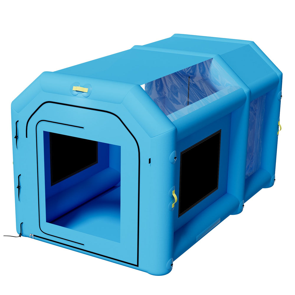 VEVOR Inflatable Paint Booth, 13.1 x 8.2 x 8.2 ft, Portable Spray Booth with 750W Powerful Blower and Large Filter Cotton, Blow Up Painting Tent for Bike, Motorcycle, and Small Furniture, Blue
