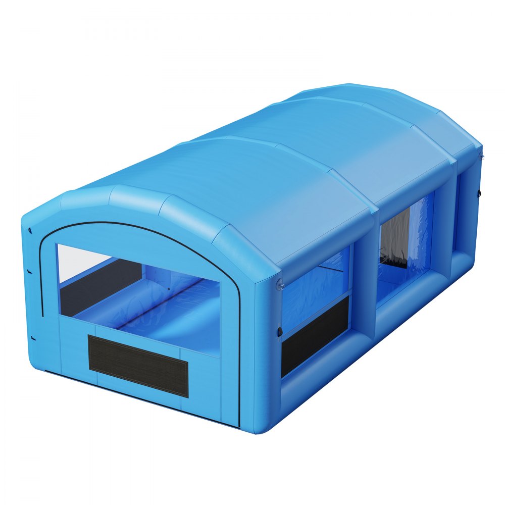 VEVOR Inflatable Paint Booth, 23 x 13 x 9 ft, Portable Spray Booth with 480W+750W Blowers, Large Filter Cotton, Changing Area, Arched Roof Painting Tent for ATV, Motorcycle, Medium Furniture, Blue