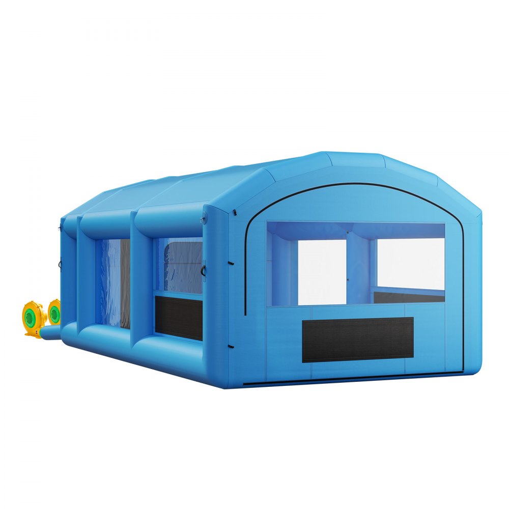 VEVOR Inflatable Paint Booth, 23 x 13 x 9 ft, Portable Spray Booth with 480W+750W Blowers, Large Filter Cotton, Changing Area, Arched Roof Painting Tent for ATV, Motorcycle, Medium Furniture, Blue